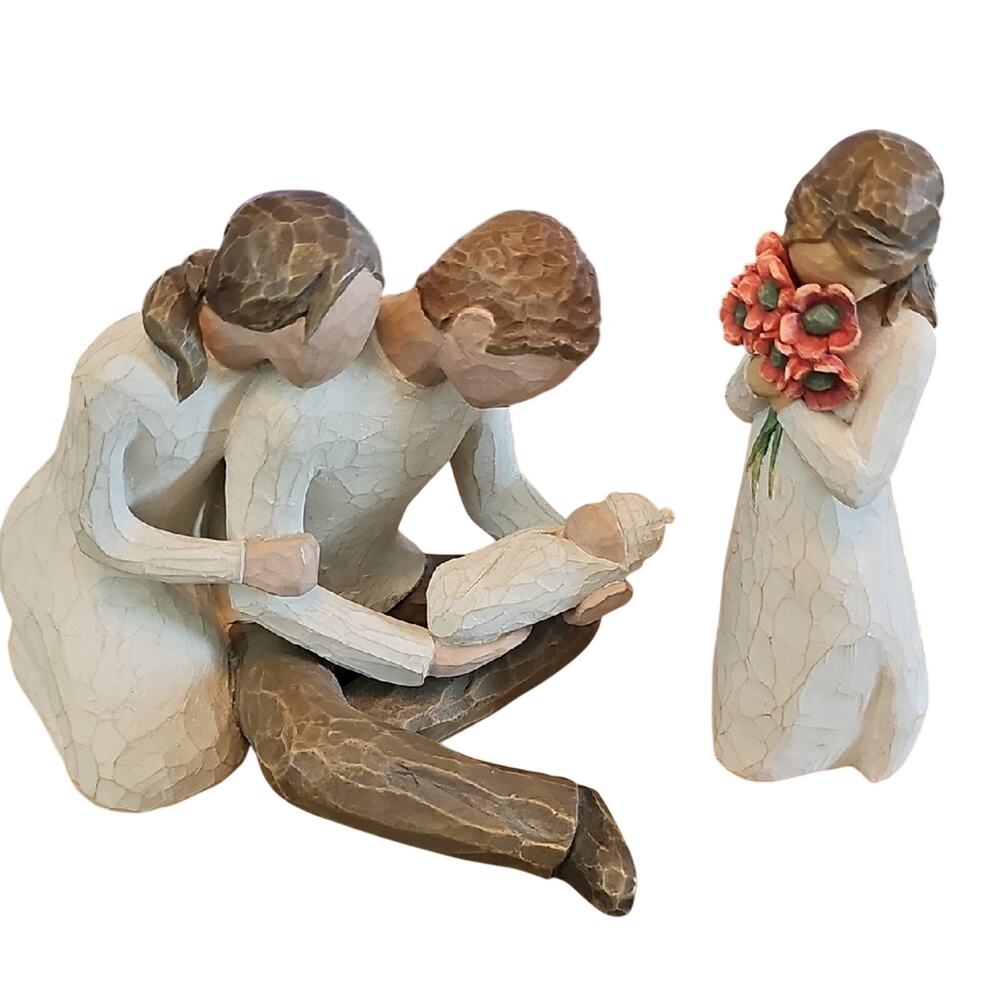 Willow Tree Lot of 2 New Life & Surrounded by Love Handcrafted Family Sculpture